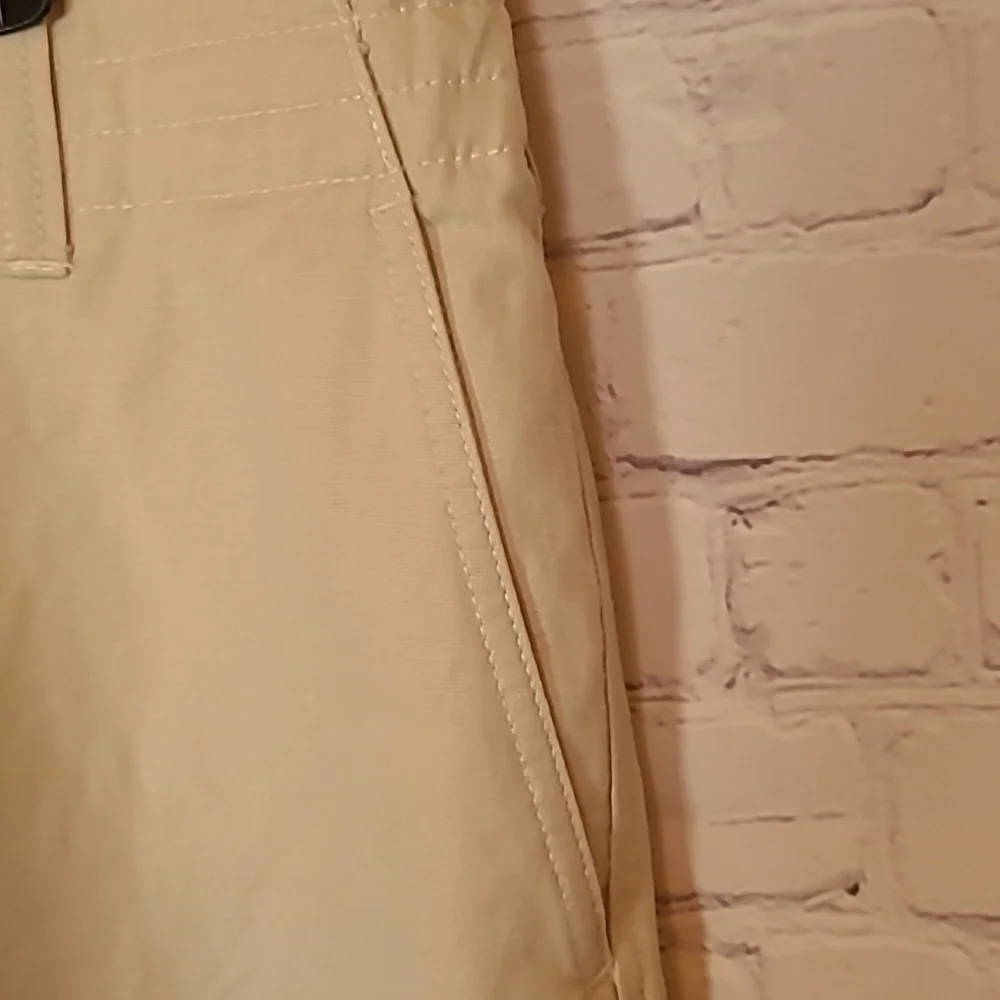 Light Khaki size 38 Linen Cotton Men's Shorts Flat Front Casual